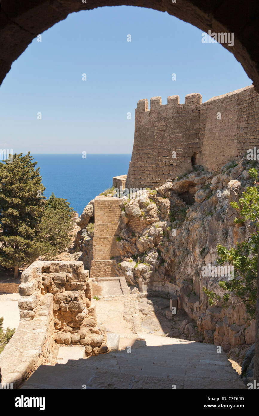 Acropole de Lindos Rhodes Grèce Banque D'Images