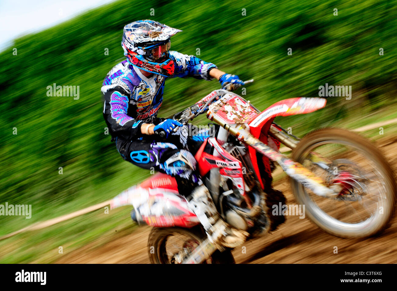 Motocross Pro rider Banques Elliot Browne - Honda - 2011 DB Racing Banque D'Images