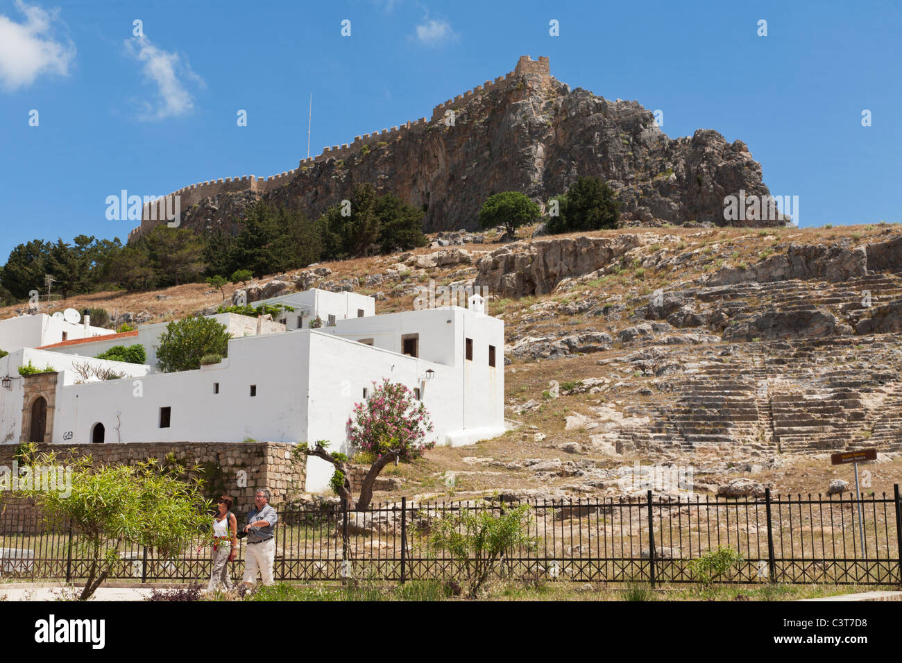 L'île de Rhodes Grèce Acropole de Lindos Banque D'Images