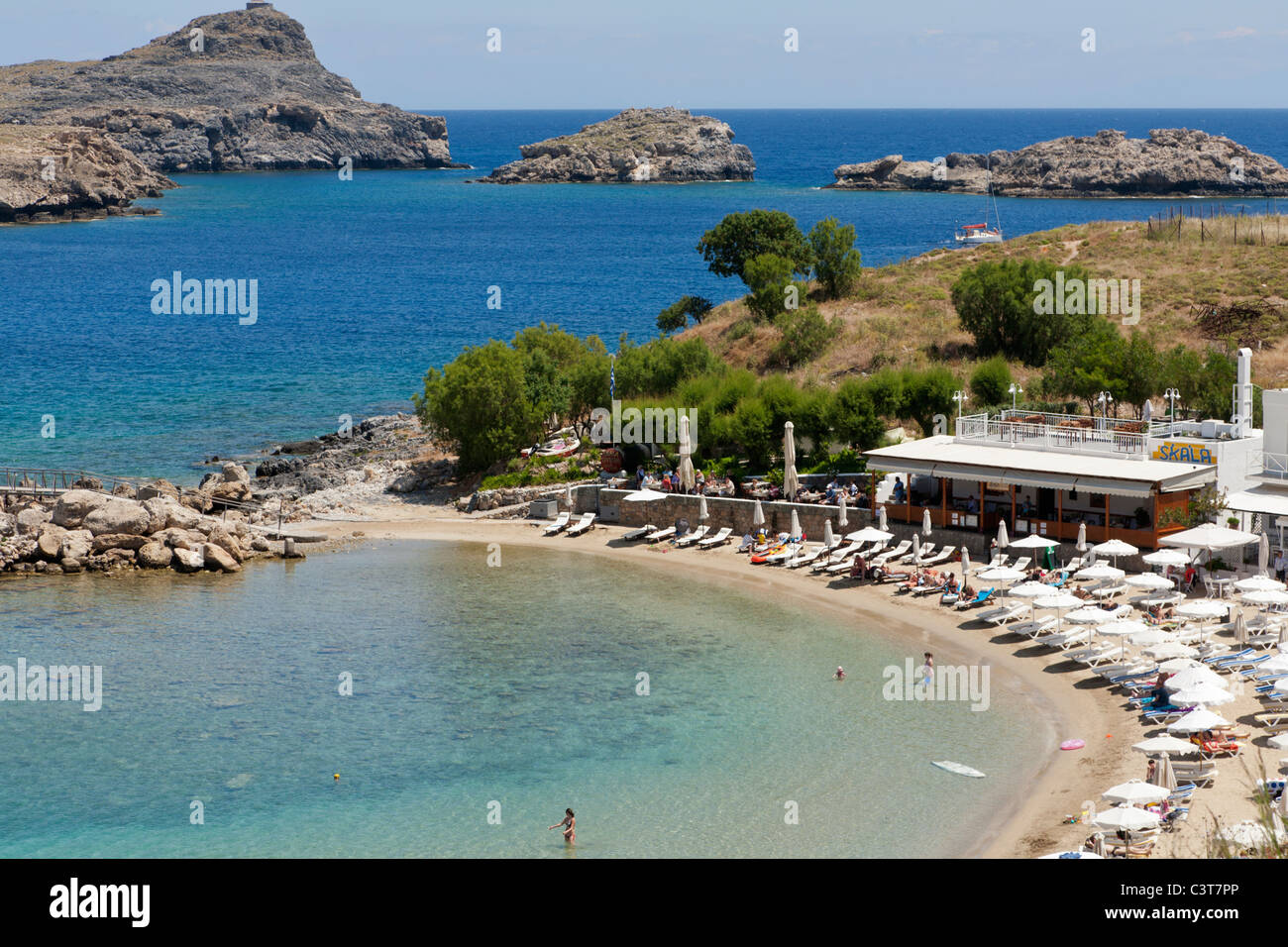 L'île de la plage de Lindos Rhodes Grèce Banque D'Images