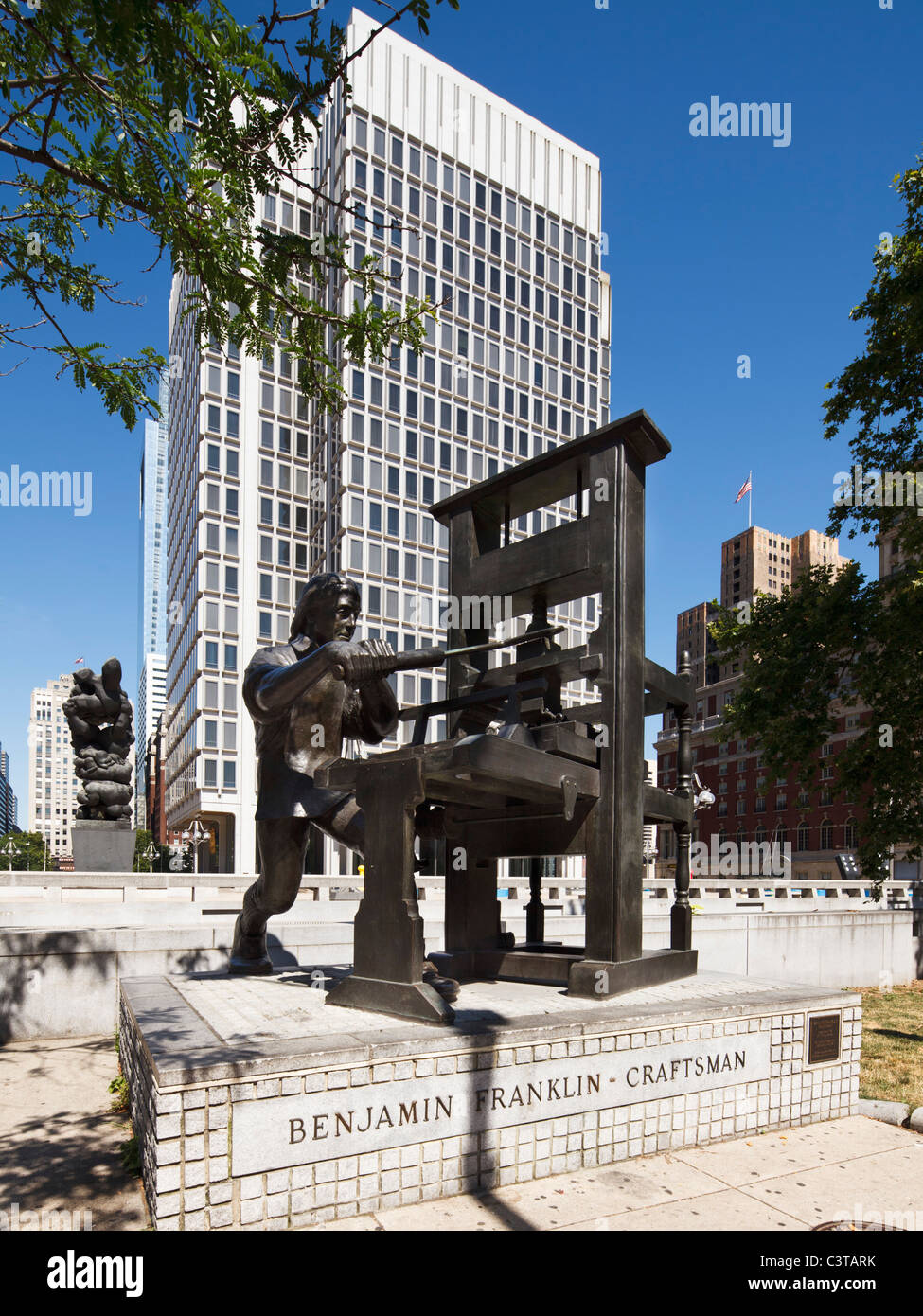 Benjamin Franklin, artisan sculpture, Philadelphia Banque D'Images