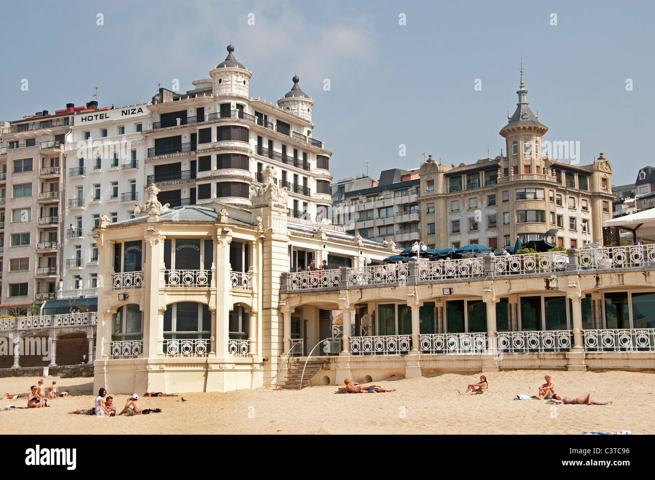 Playa de la Concha, San Sebastian Espagne Pays Basque plage sable Mer Banque D'Images