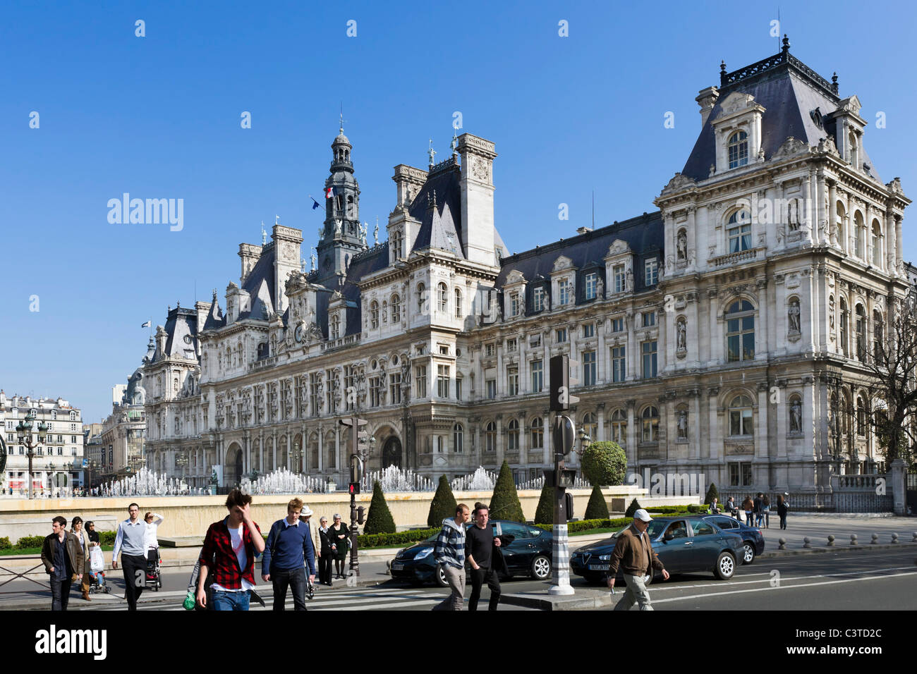 L'Hôtel de Ville (mairie), 4e arrondissement, Paris, France Banque D'Images