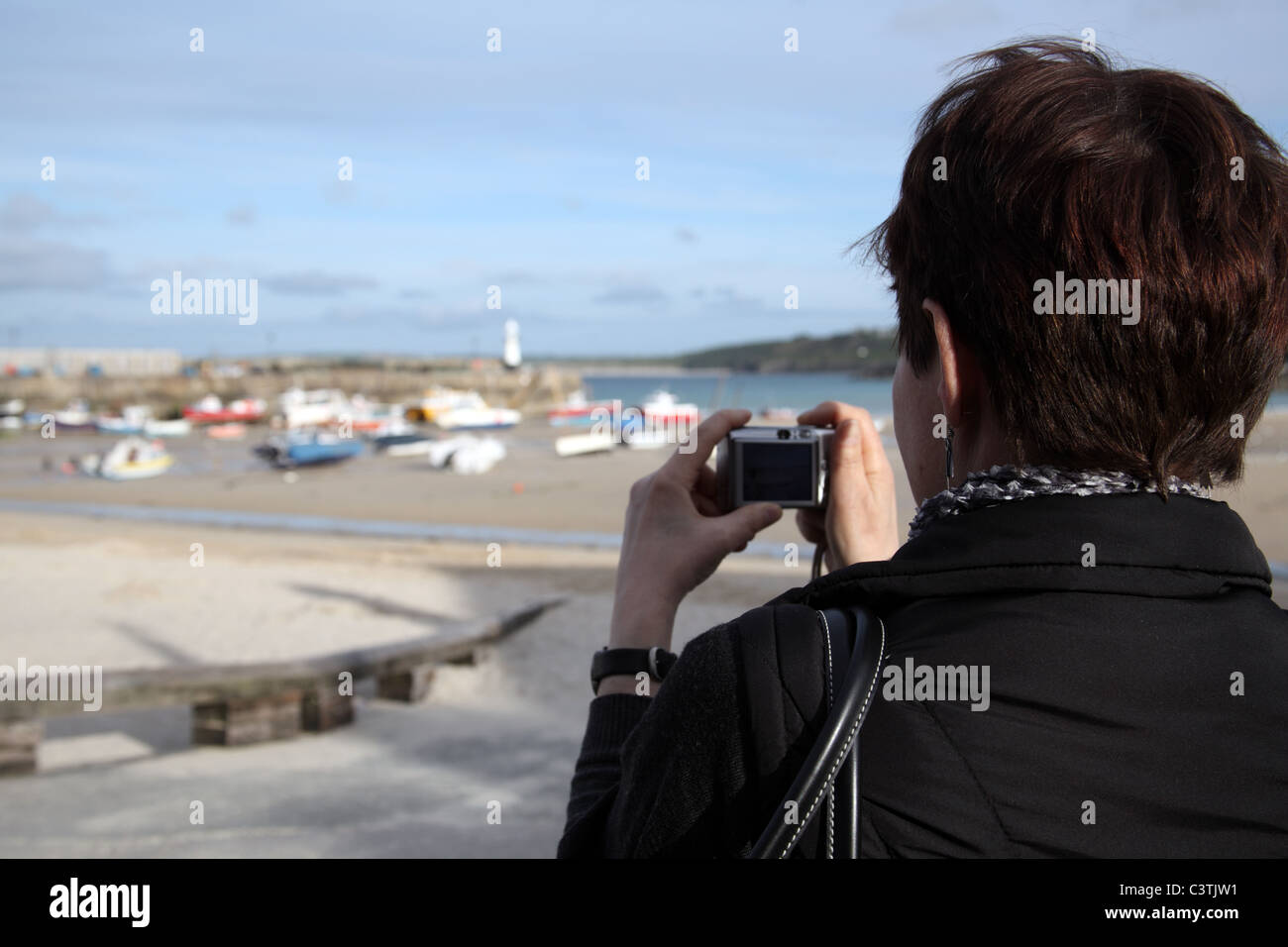 Prendre une photo d'St Ives Harbour, Cornwall, Angleterre Banque D'Images