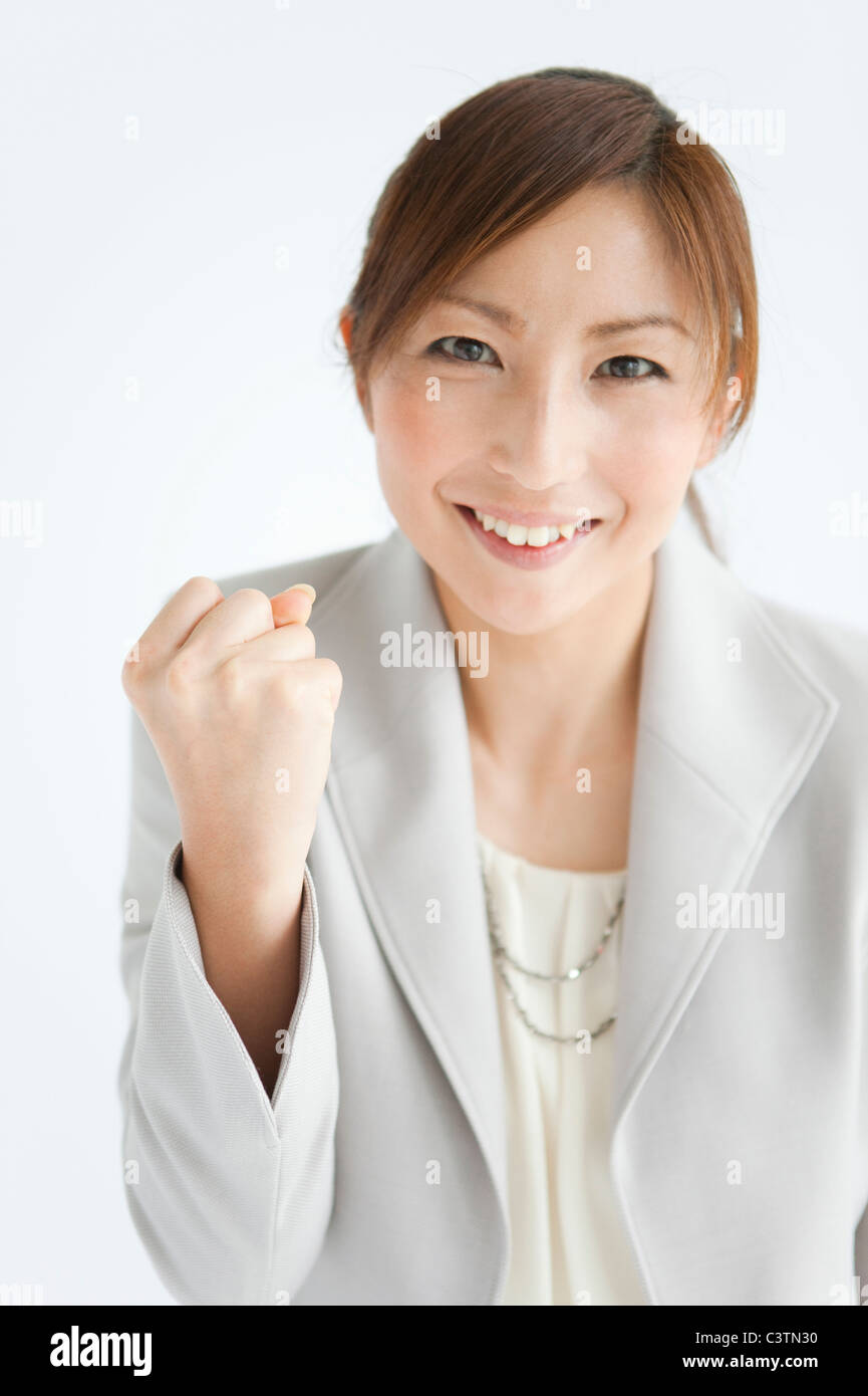 Businesswoman with poing serré Banque D'Images