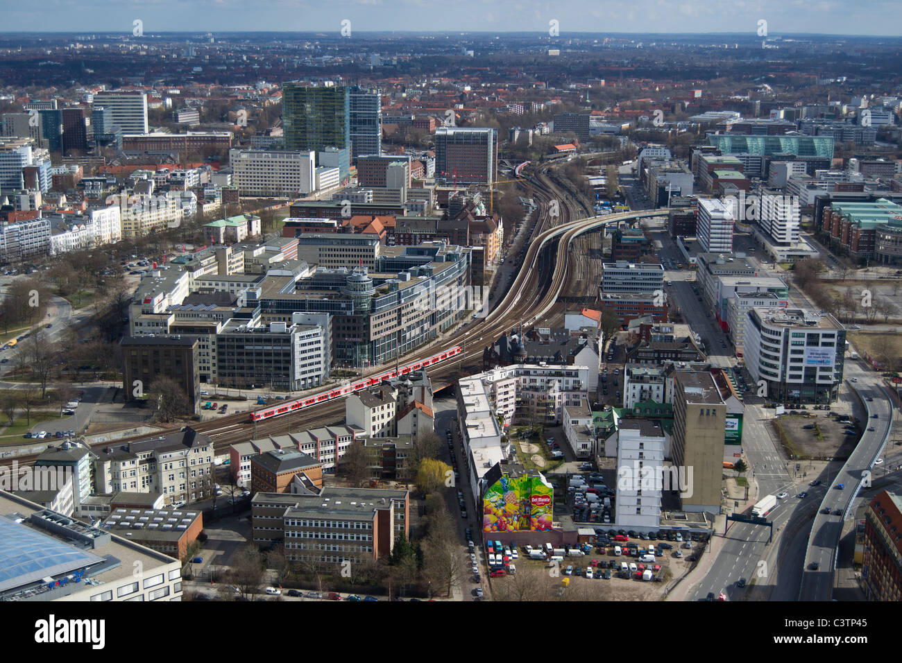 Hambourg, Allemagne, vue aérienne, Hafencity, fleuve d'Elbe Banque D'Images