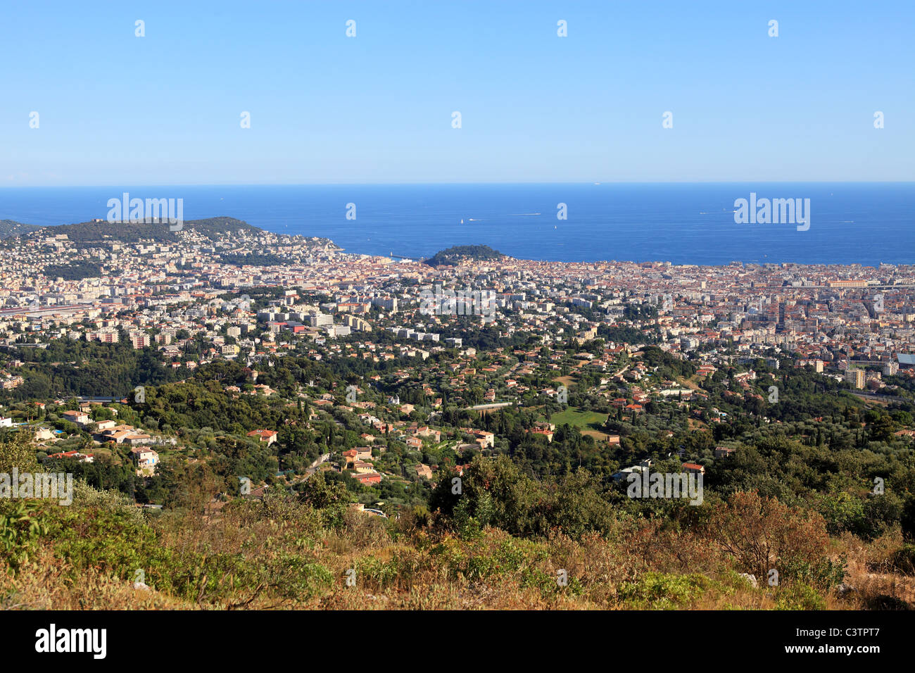 Vue aérienne au-dessus de la ville de Nice Banque D'Images