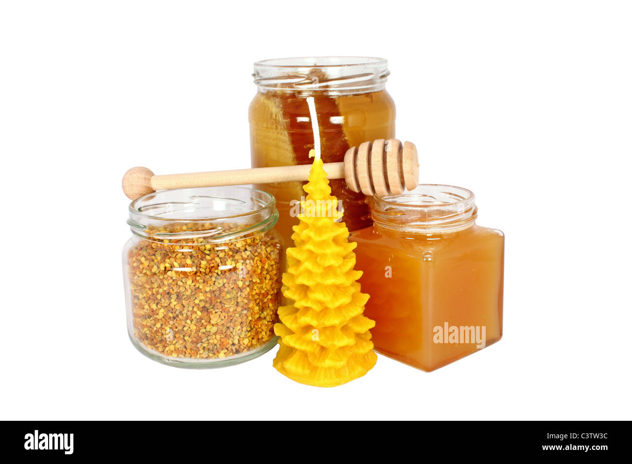 Faites de produits naturels d'abeilles isolated on white Banque D'Images