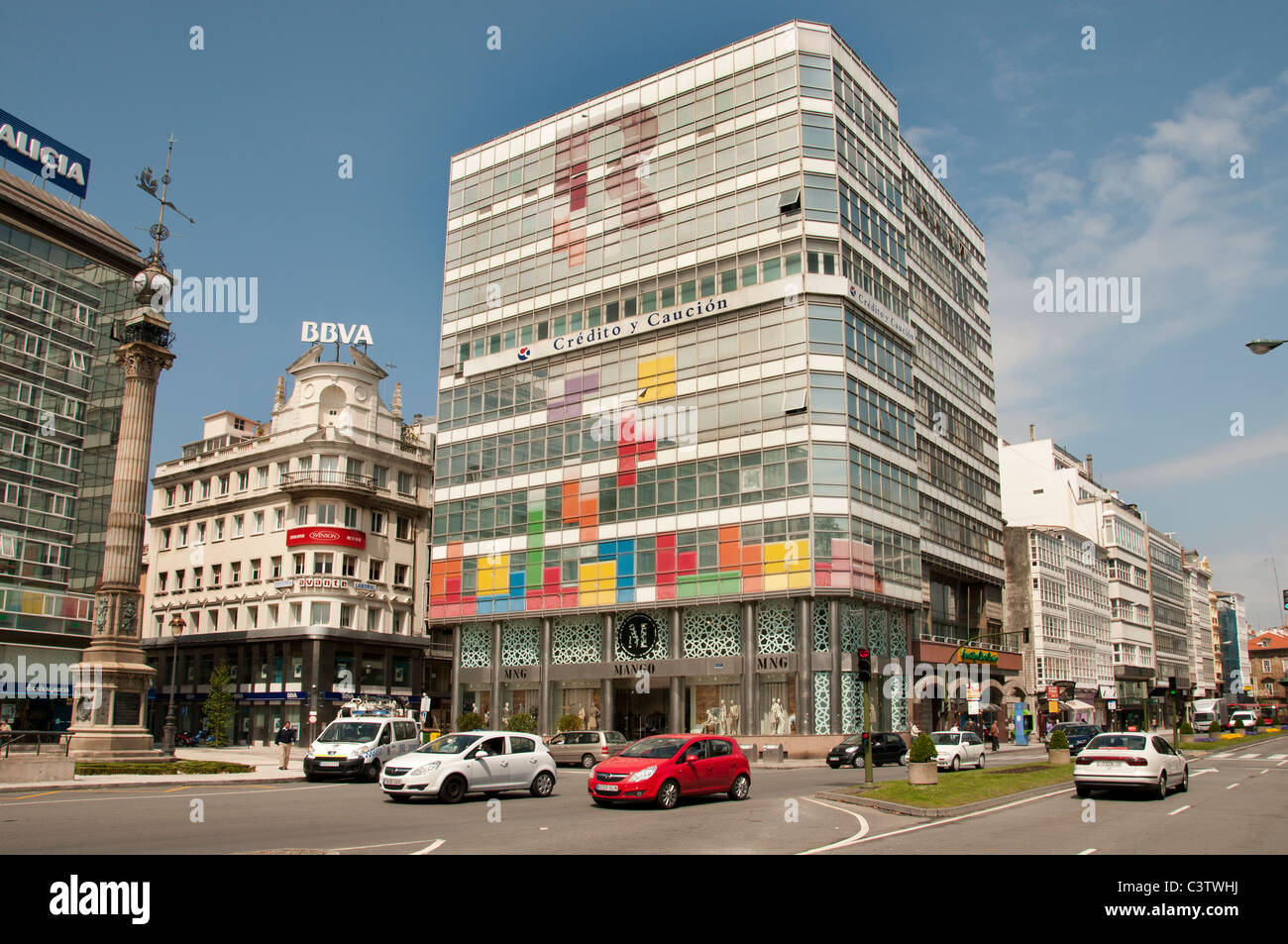 Coruna Espagne Avenida da Marina Restaurant Bar Pub Banque D'Images