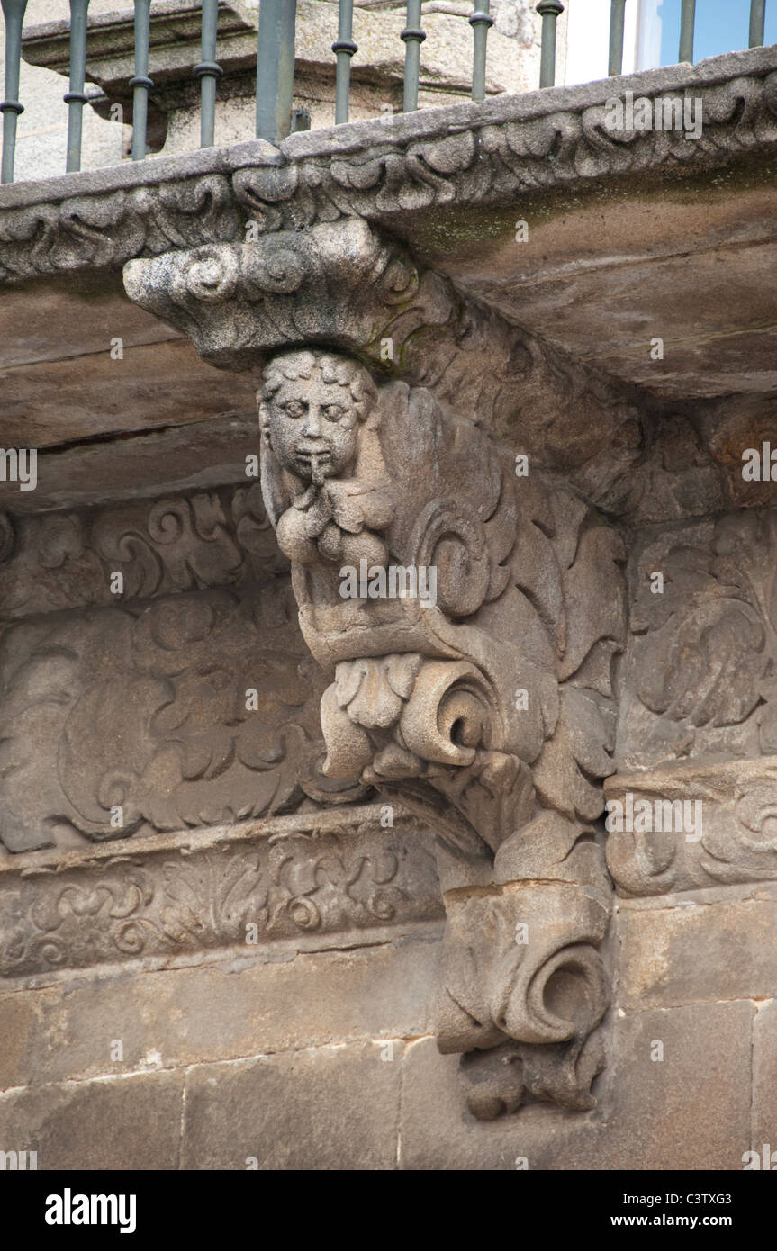 Hôtel Parador de los Reis Catolicos Santiago de Compostela à gauche de la cathédrale Espagne Banque D'Images