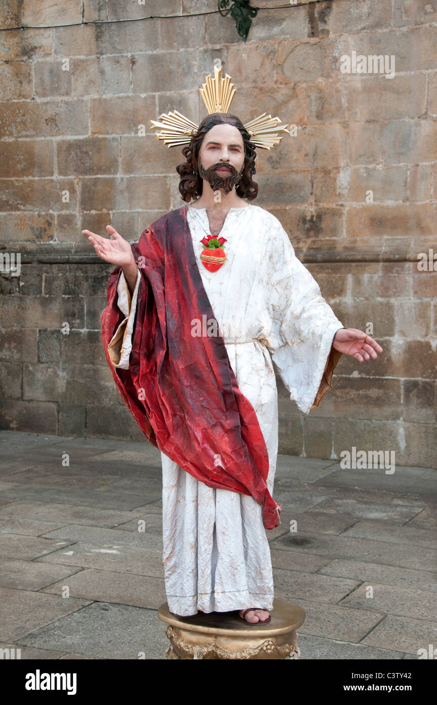 Les droits de l'image vivante du Christ statue sculpture catedral de Santiago de Compostelle Cathédrale de Santiago de Compostela Espagne Banque D'Images