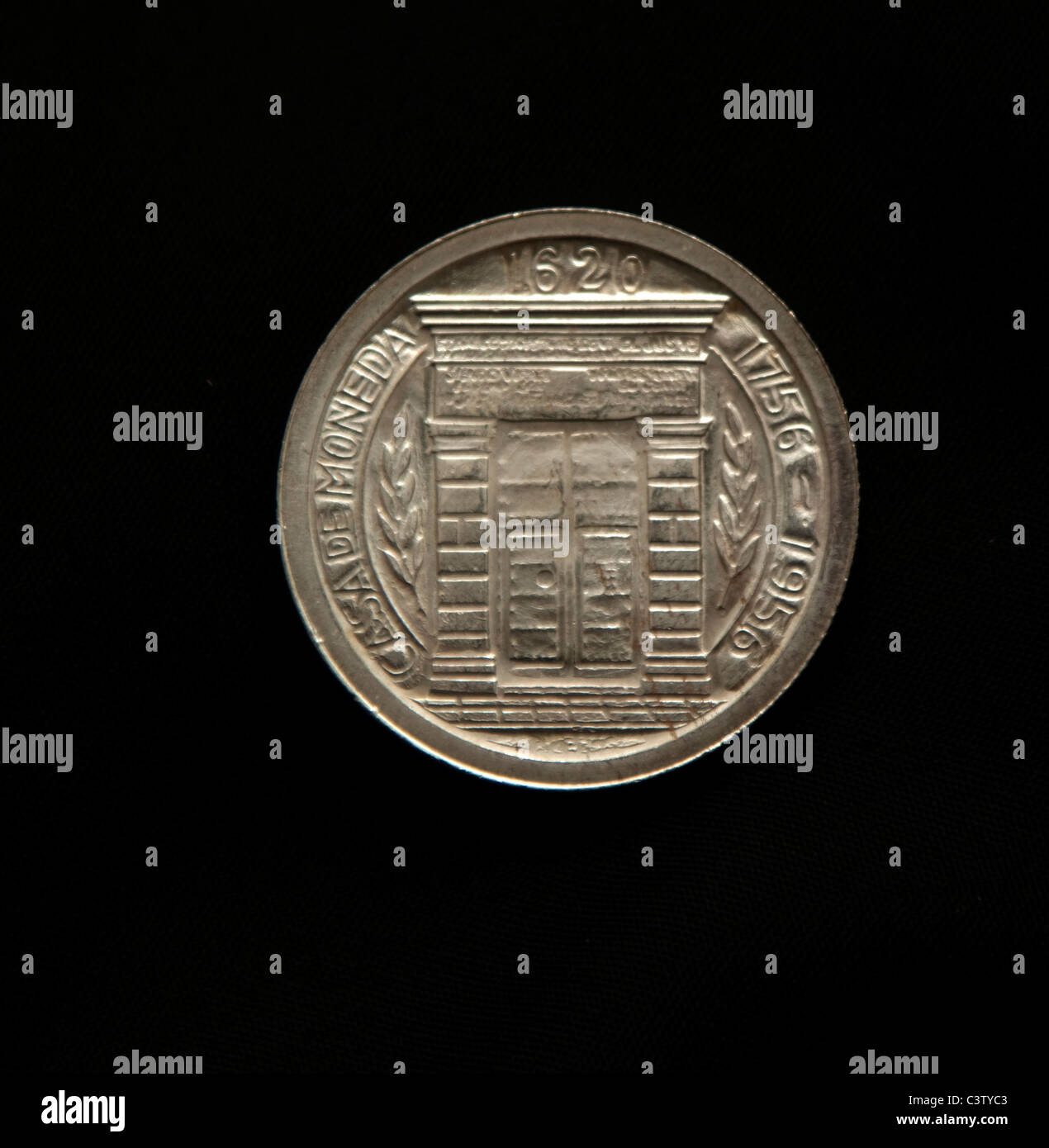 Peso Silver commémorant la casa de Moneda dans popayan Banque D'Images