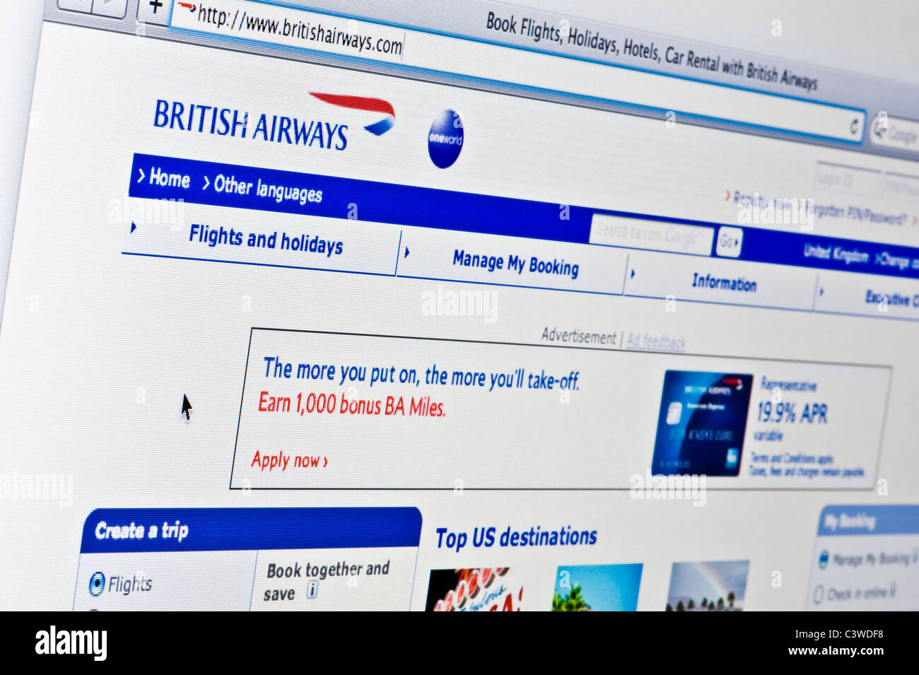 De près de l'logo British Airways comme vu sur son site web. (Usage éditorial uniquement : -Print, télévision, e-book et le comité éditorial du site). Banque D'Images