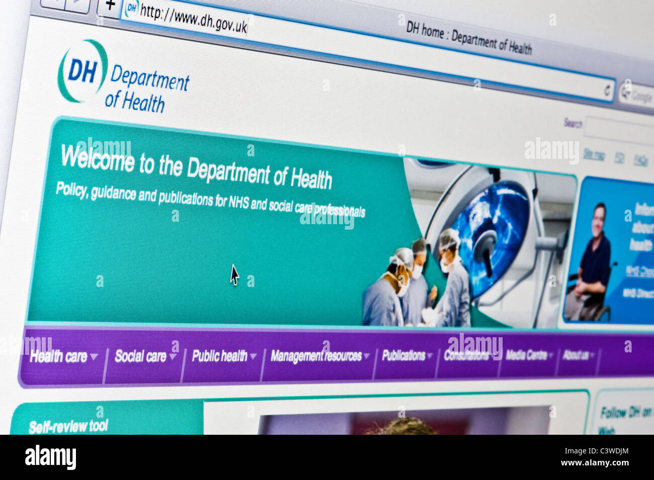 Gros plan du logo du Ministère de la santé comme vu sur son site web. (Usage éditorial uniquement : -Print, télévision, e-book et le comité éditorial du site) Banque D'Images
