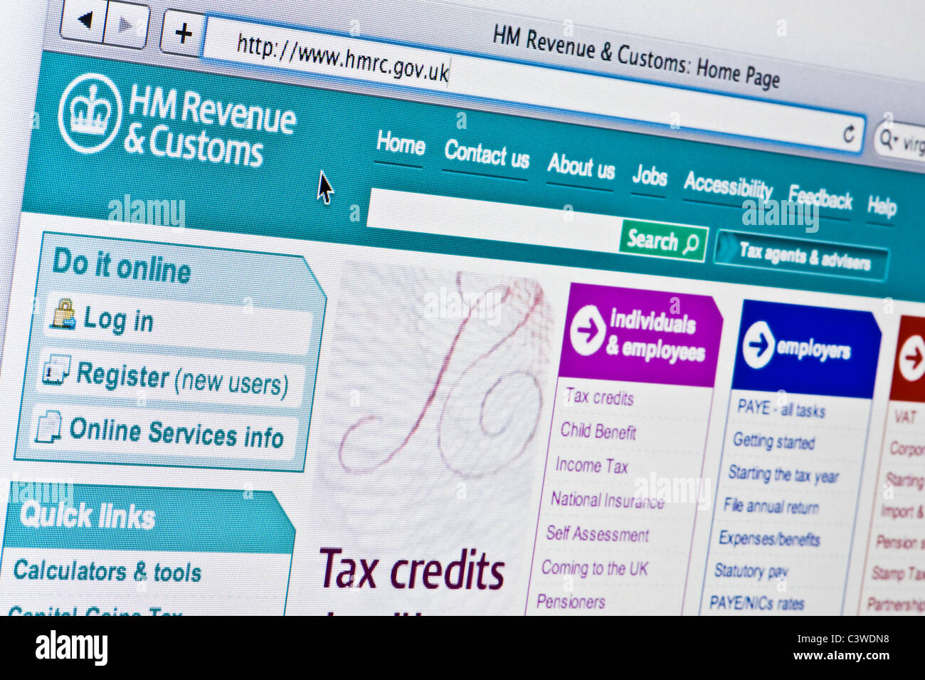 Gros plan du logo de HMRC comme vu sur son site web. (Usage éditorial uniquement : -Print, télévision, e-book et le comité éditorial du site). Banque D'Images