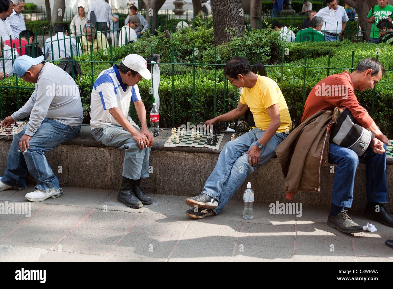Joueurs d'échecs Alameda Park Mexico City Mexique Banque D'Images