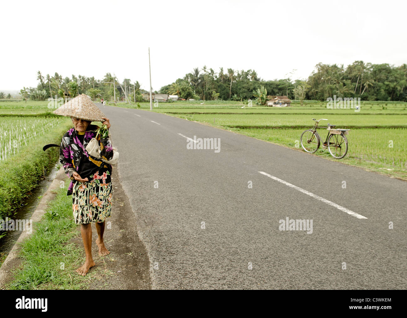 Vieille Femme dans les régions rurales de l'Indonésie Bali Banque D'Images