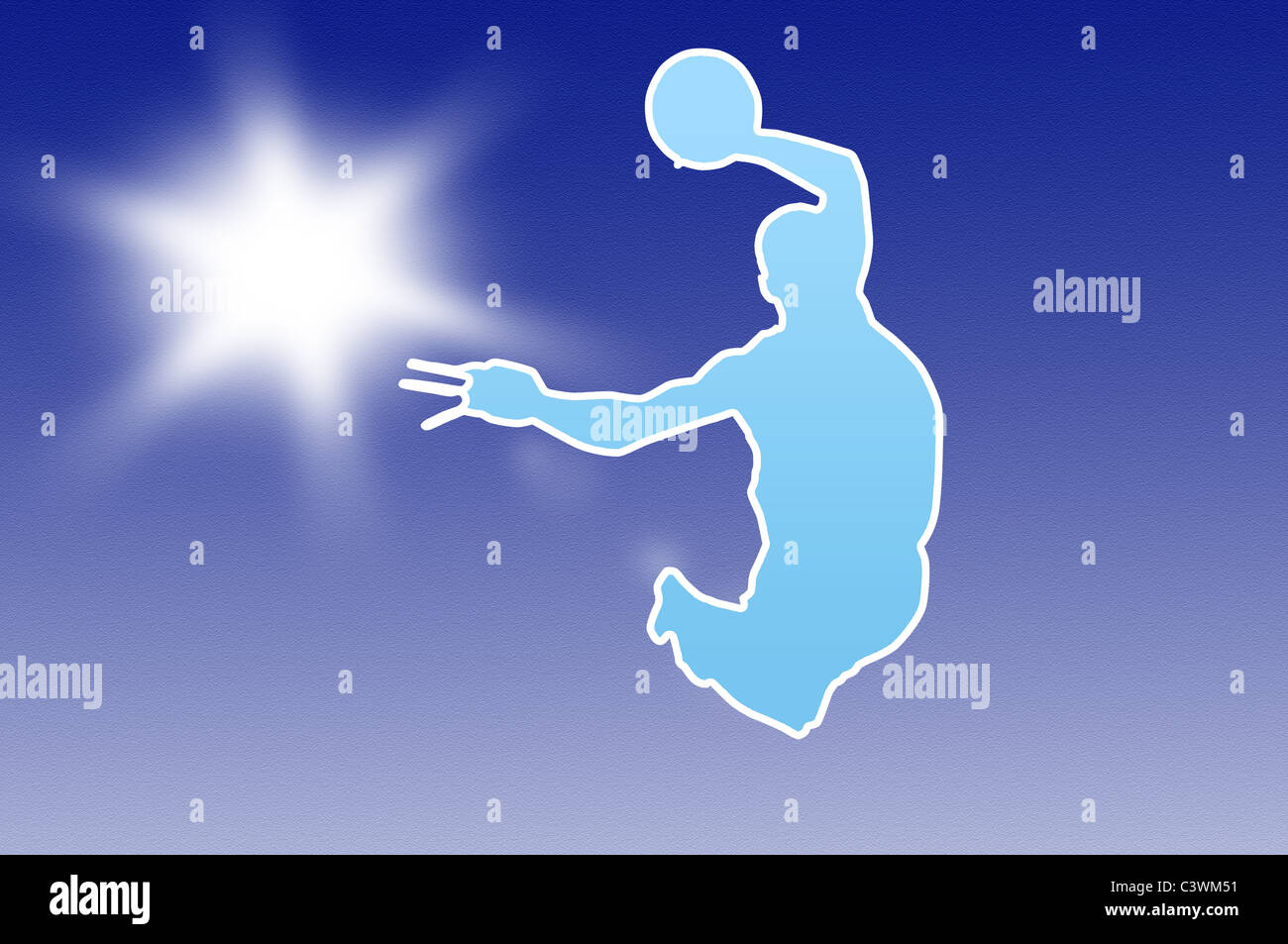 Basketball Slam Jam sur blue ciel ensoleillé. Banque D'Images