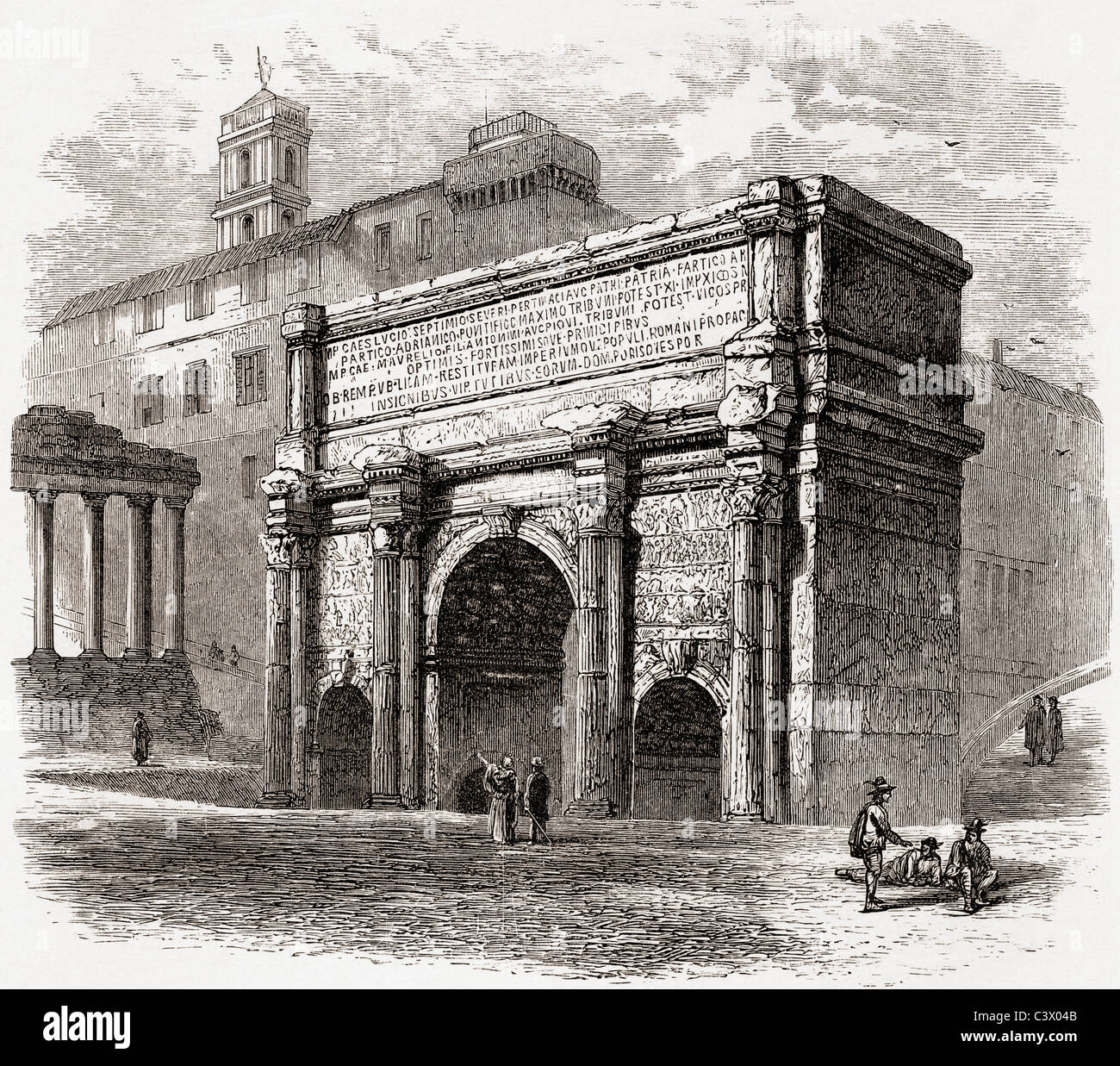Arc de Septime Sévère, le Forum Romain, Rome, Italie à la fin du xixe siècle. Banque D'Images