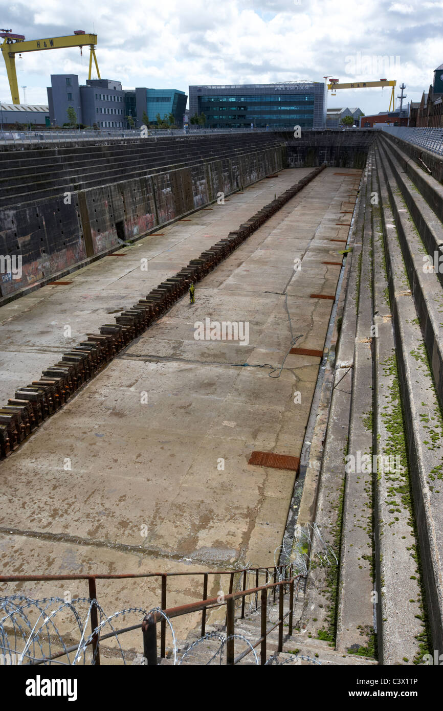 Thompsons graving dock où le Titanic a été construit le Titanic Quarter queens island belfast irlande du nord uk Banque D'Images