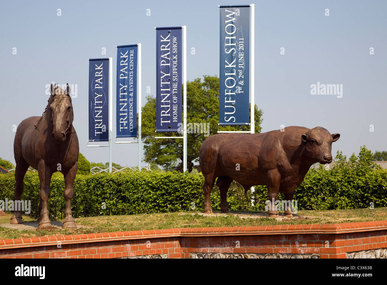 Sculptures d'animaux de ferme Suffolk Showground Ipswich Suffolk Angleterre Banque D'Images