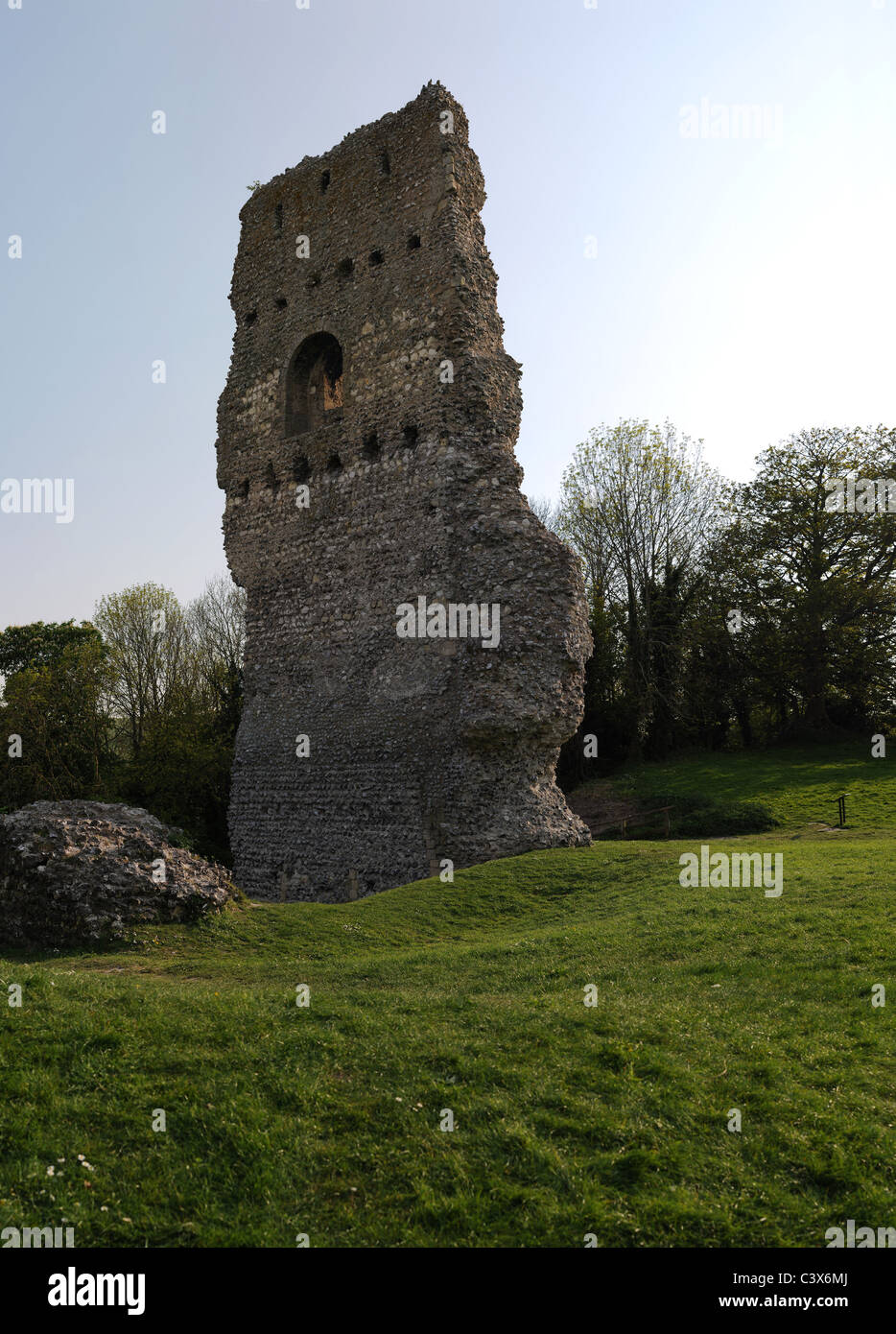 Les vestiges de la porte de chambre de Norman Bramber Castle, West Sussex, UK Banque D'Images