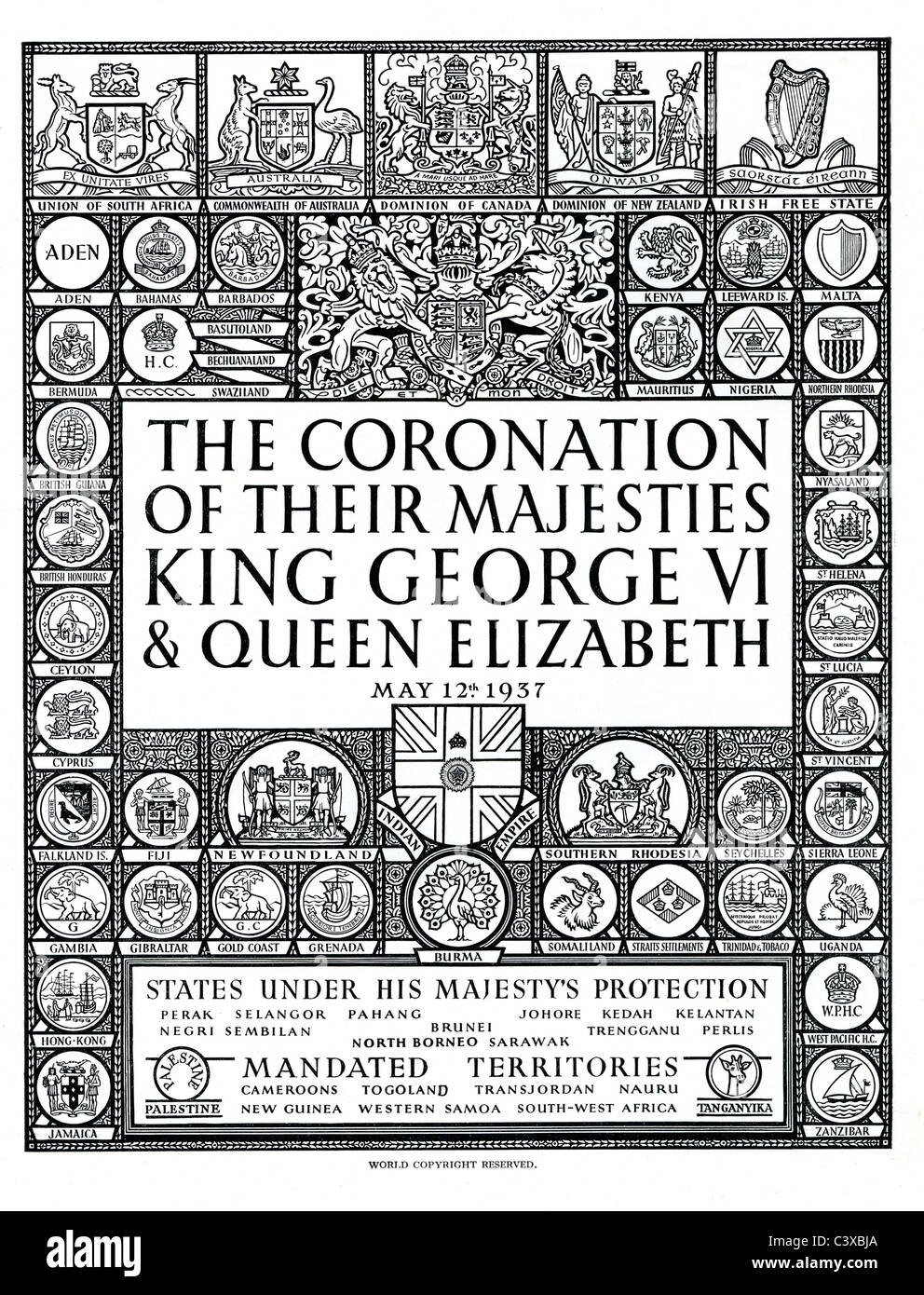 À partir de la page Programme souvenir officiel du couronnement de Leurs Majestés le roi George VI et La Reine Elizabeth, publié par HMSO Banque D'Images