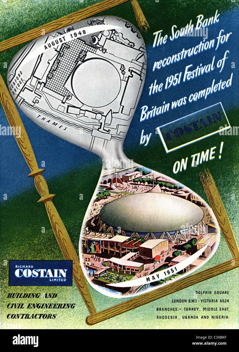 Publicité pour Costain, du Festival de Grande-Bretagne guide, publié par HMSO. Londres, Royaume-Uni, 1951 Banque D'Images