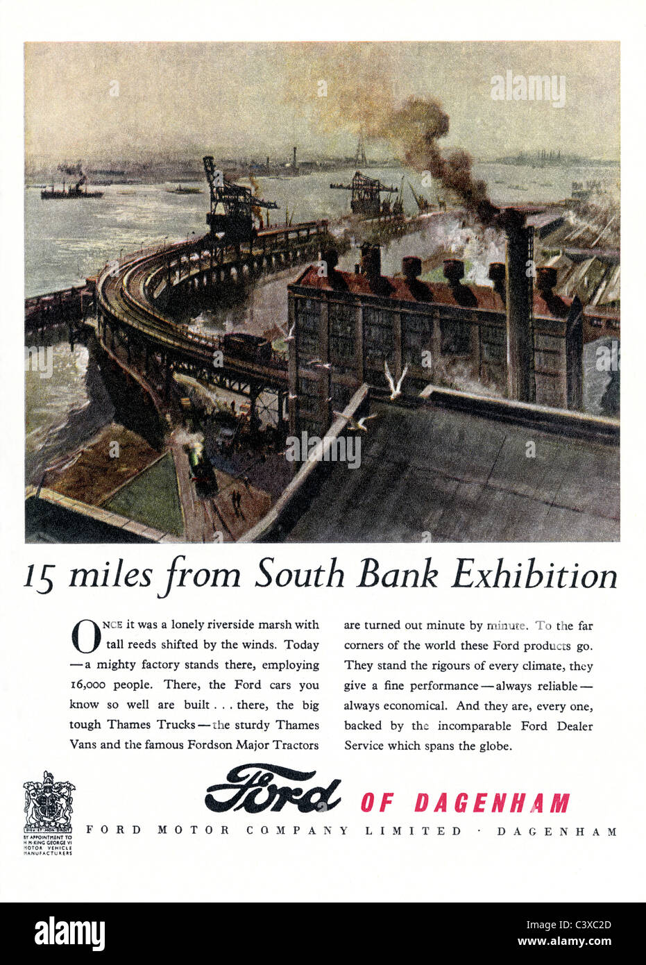 Publicité pour Ford Motor, du Festival de Grande-Bretagne guide, publié par HMSO. Londres, Royaume-Uni, 1951 Banque D'Images