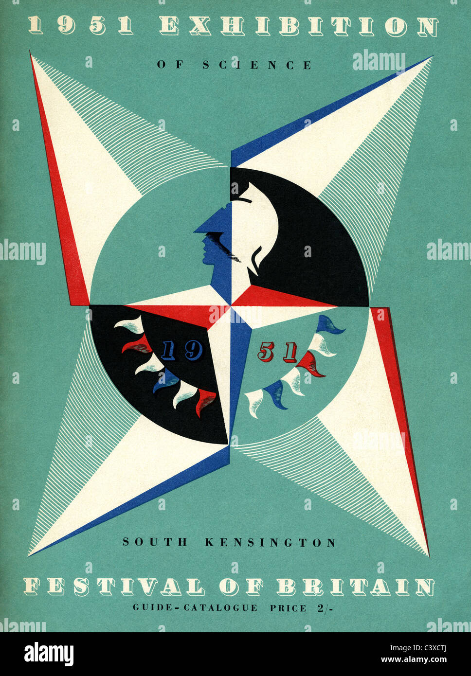 Couvrir de guide à l'exposition 1951 de la science qui a eu lieu à South Kensington, le cadre du Festival de la Grande-Bretagne, conçu par Abram Games Banque D'Images