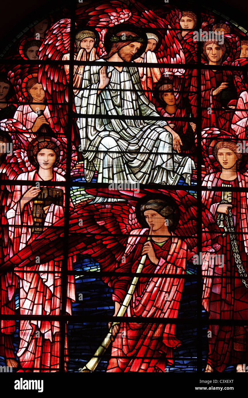 Vitrail de l'Ascension de Jésus à St Philip's Cathedral, Birmingham Banque D'Images