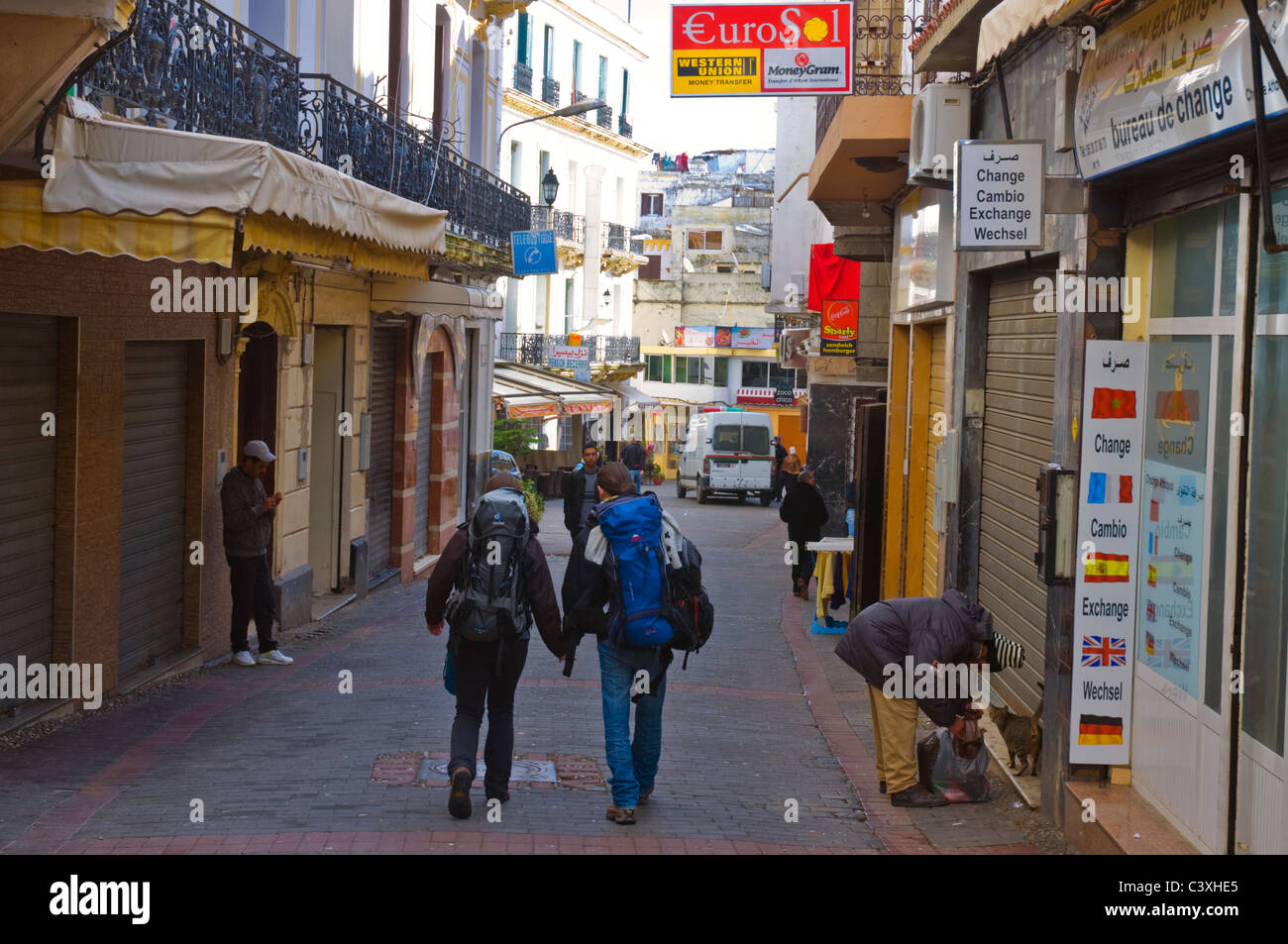 Rue comme-Siaghin Medina rue Vieille ville tanger maroc afrique Banque D'Images