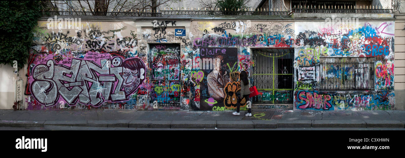 Serge Gainsbourg 's tagged house, 5 bis rue de Verneuil Paris Banque D'Images