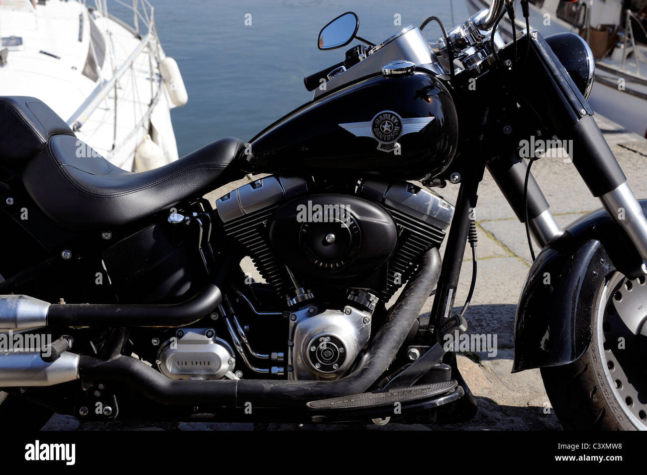 Chrome et noir Harley - Davidson Banque D'Images
