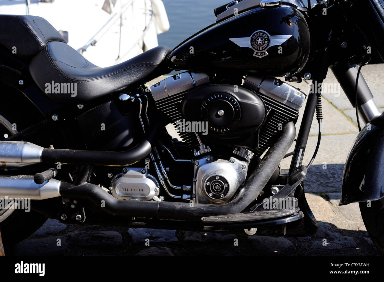 Chrome et noir Harley - Davidson Banque D'Images