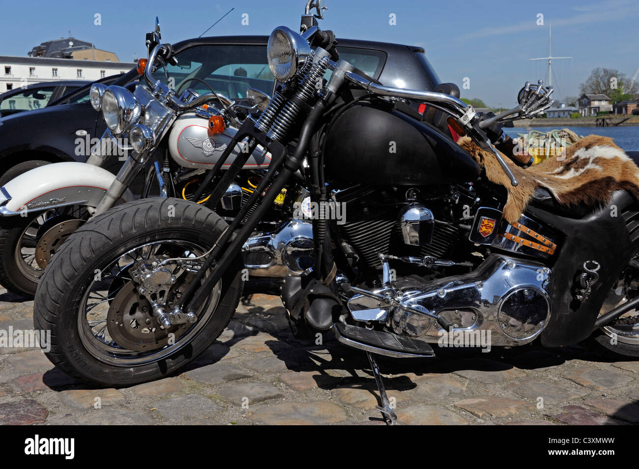 Chrome et noir Harley - Davidson Banque D'Images