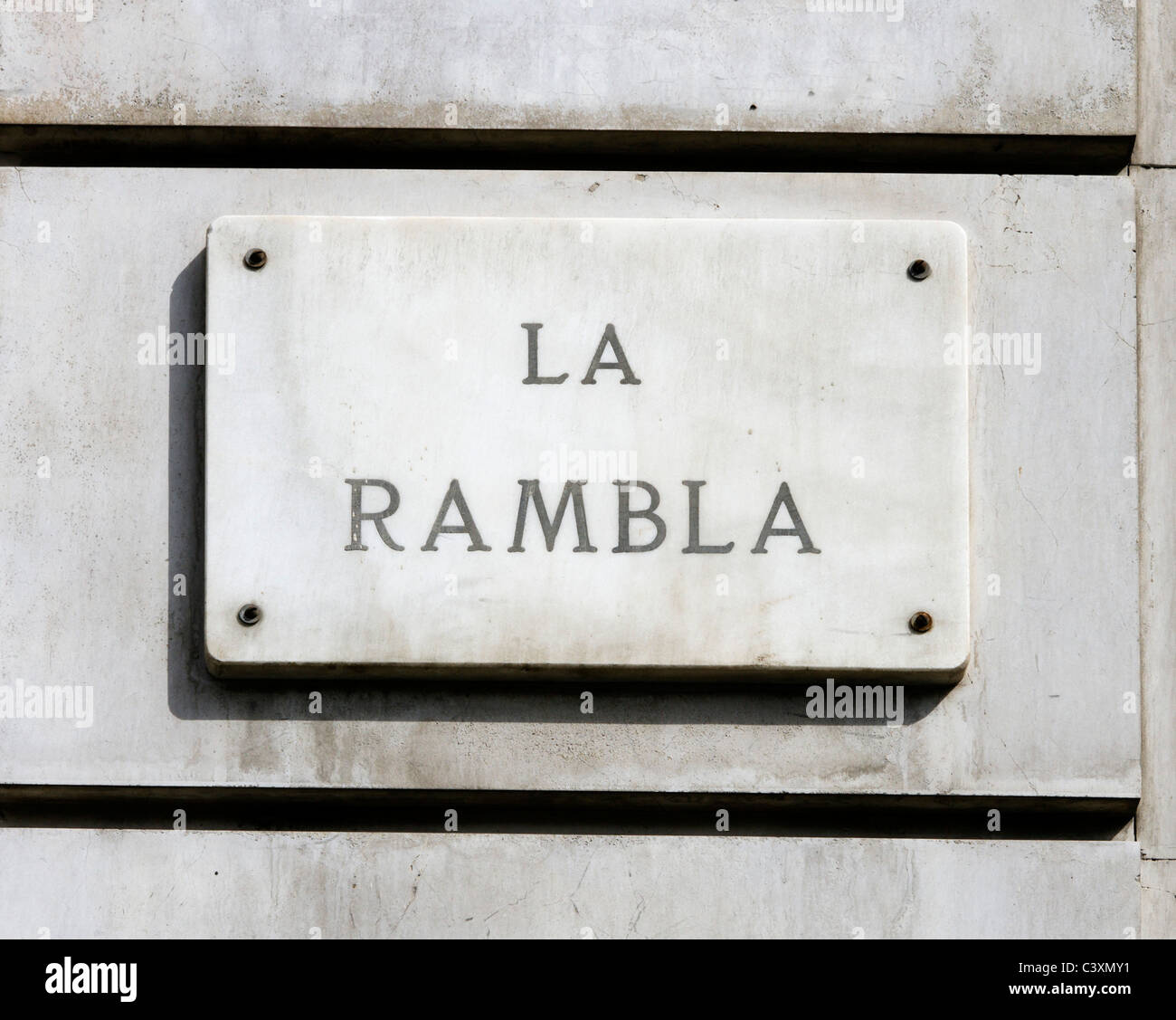 Plaque de rue pour La Rambla (Las Ramblas), Barcelone, Catalogne, Espagne Banque D'Images