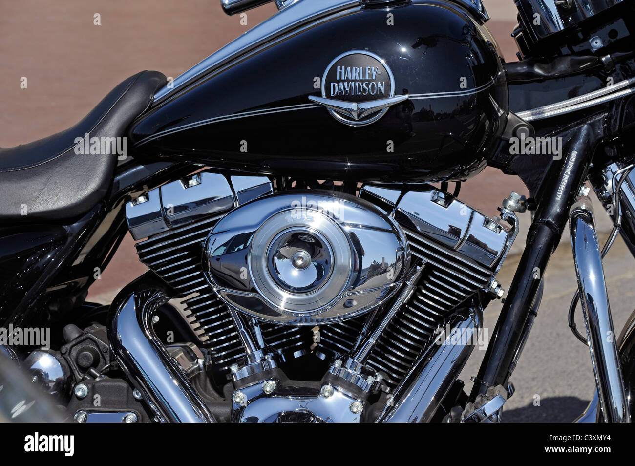 Chrome et noir Harley - Davidson Banque D'Images