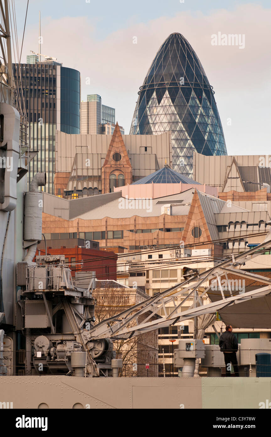 Gherkin Building, Londres, UK Banque D'Images