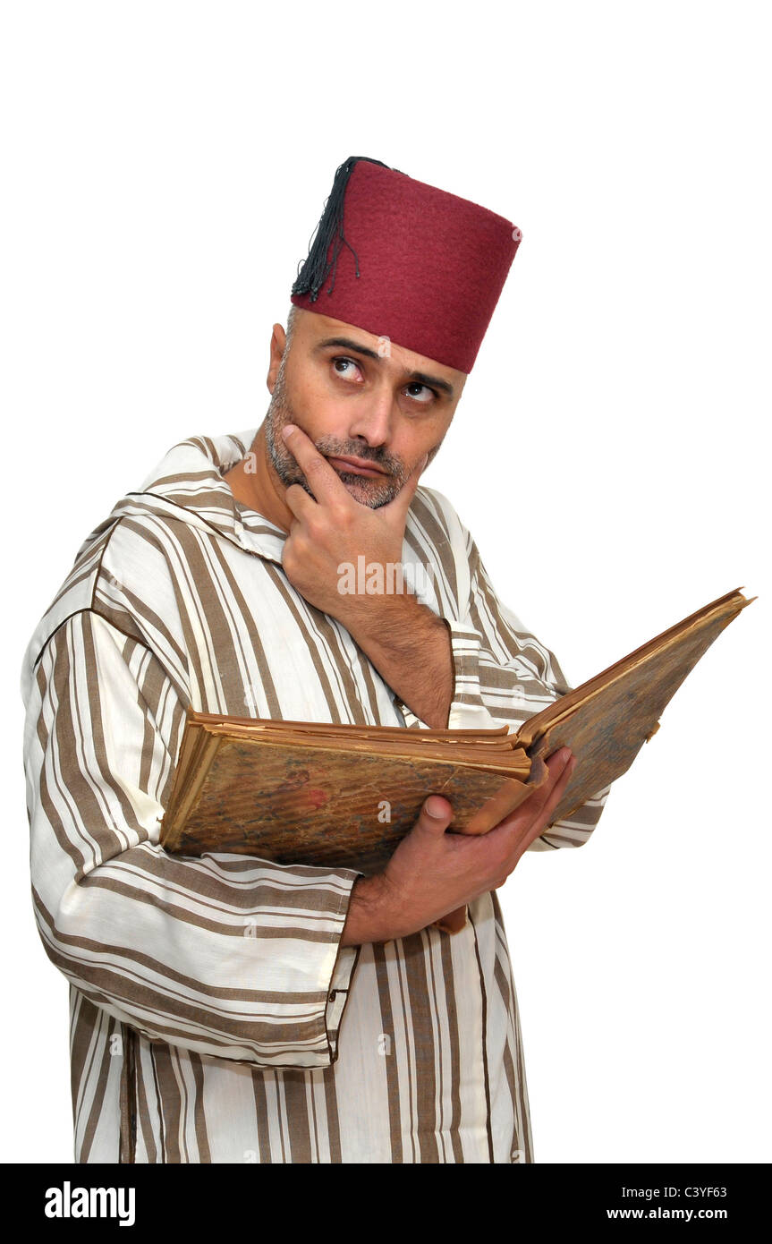 L'homme arabe isolé dans White Banque D'Images