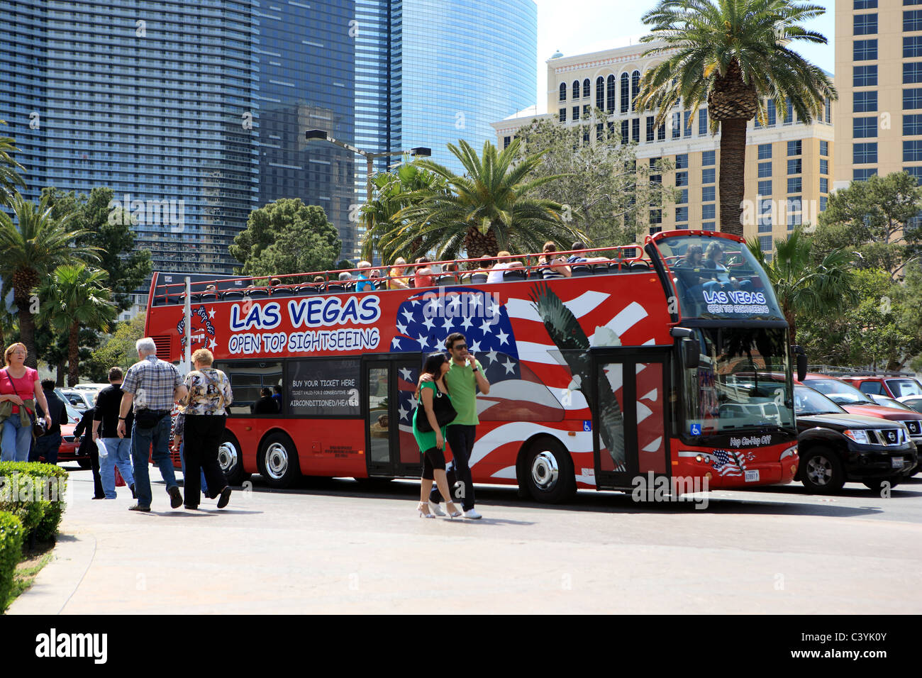 Las Vegas sightseeing tour en bus à toit ouvert Banque D'Images