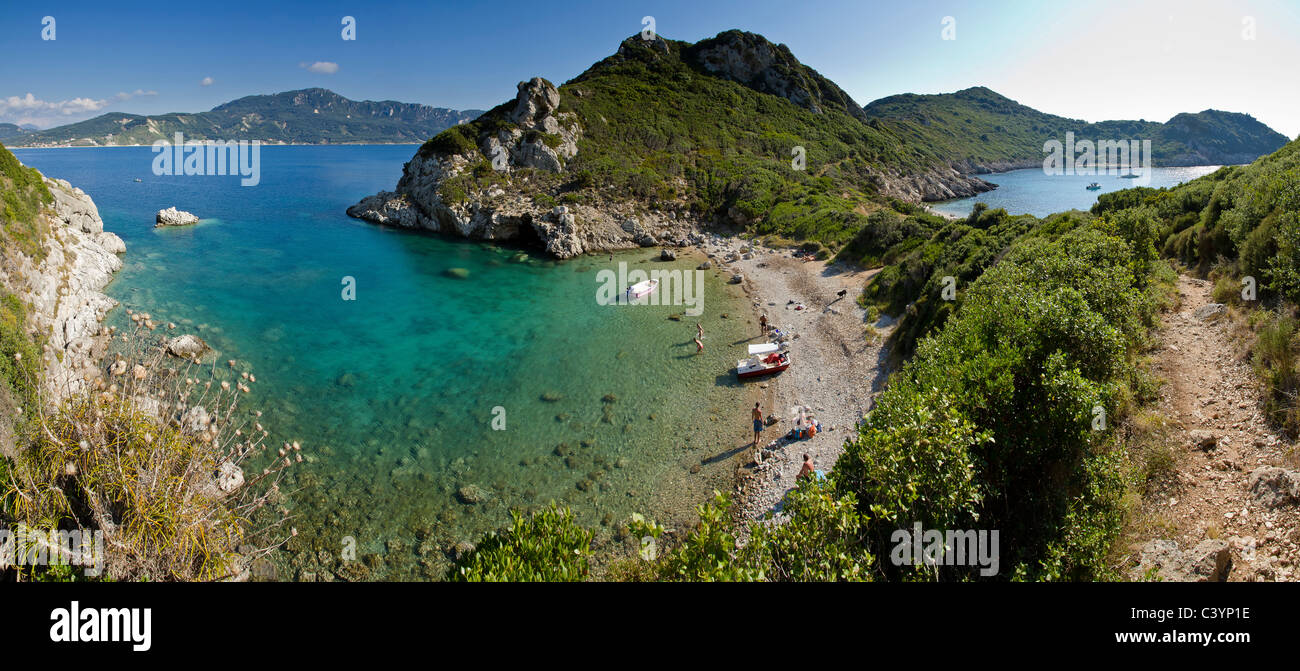 Cape Arilla, Porto, Timoni Afionas, Corfou, Grèce, Europe, paysage, l'eau, l'été, la plage, la mer, les gens, Banque D'Images