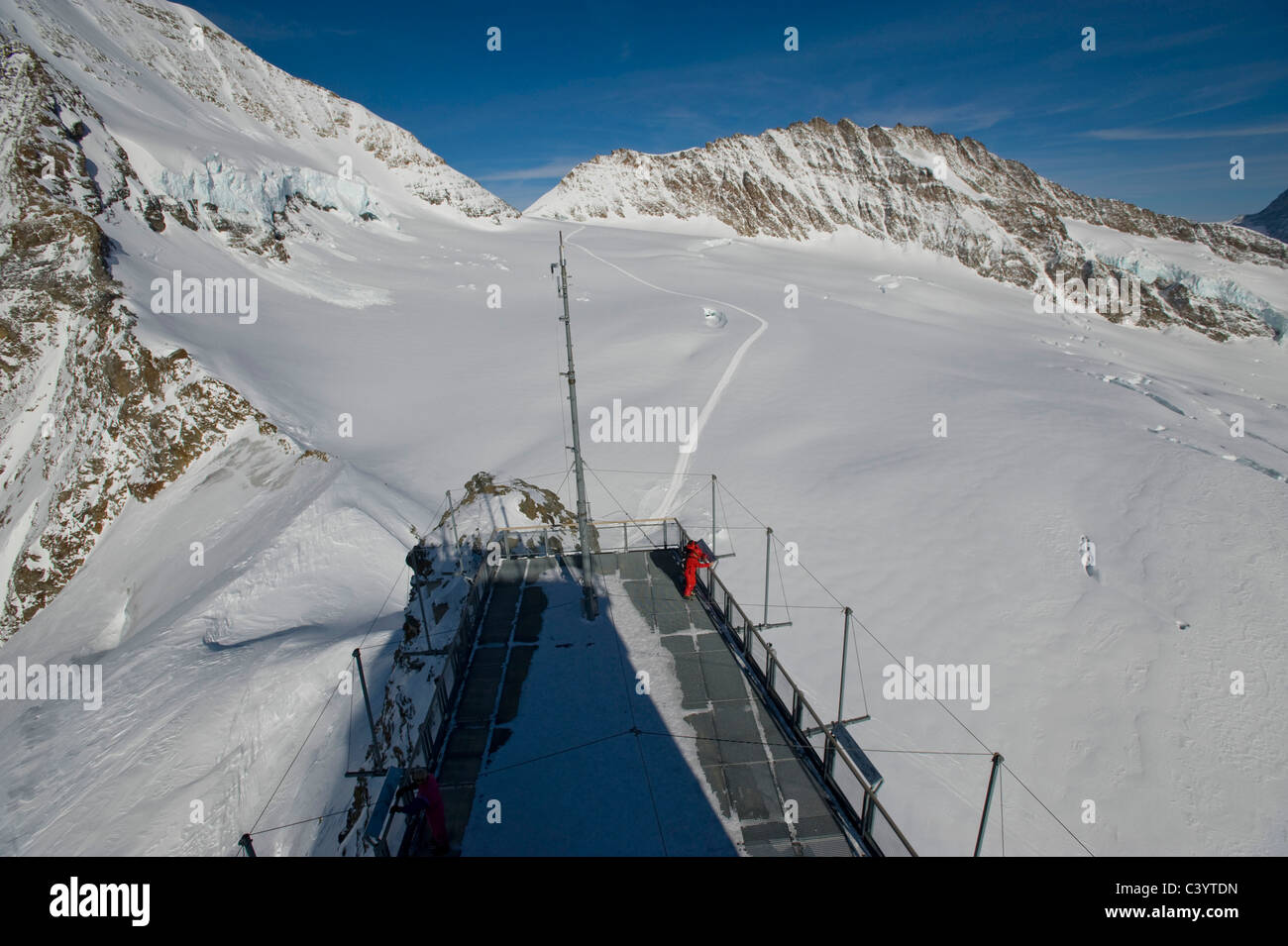 La Suisse, la station de recherche, Jungfraujoch, dans le canton de Berne, sphinx, Oberland Bernois, neige, hiver, montagne, glacier d'Aletsch, ONU Banque D'Images