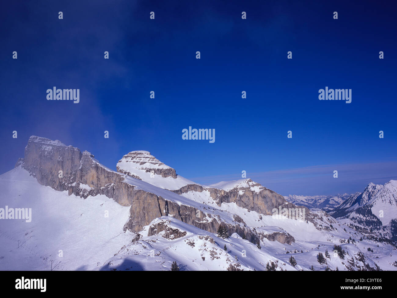 La Suisse, arbres, neige, nature, montagne, Leysin, la Berneuse, hiver, Vaud, Banque D'Images