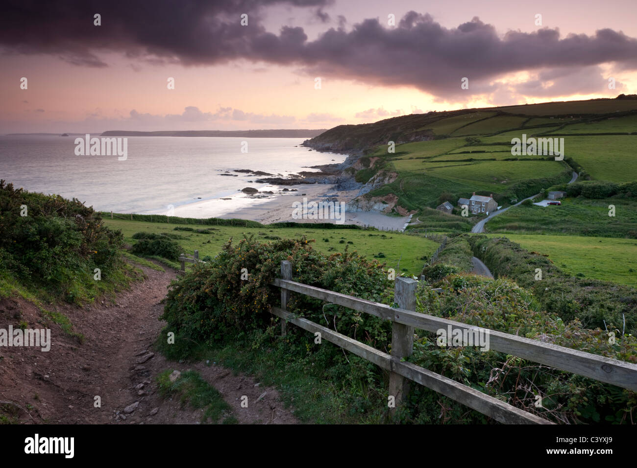 Sentier menant à Hemmick Beach, Boswinger, Cornwall, Angleterre. Printemps (mai) 2011. Banque D'Images