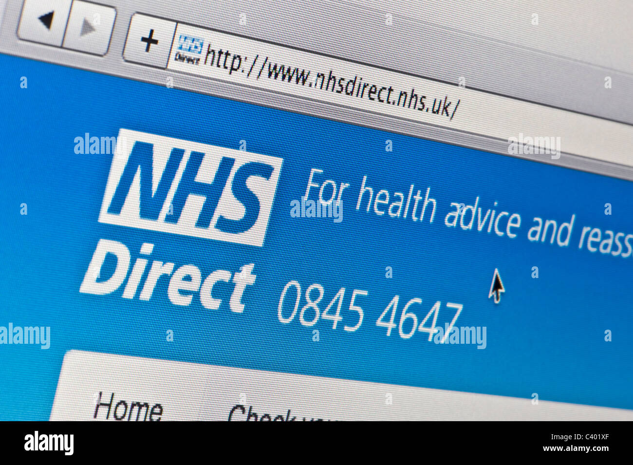 Close up de la NHS Direct logo tel que vu sur son site web. (Usage éditorial uniquement : -Print, télévision, e-book et le comité éditorial du site). Banque D'Images