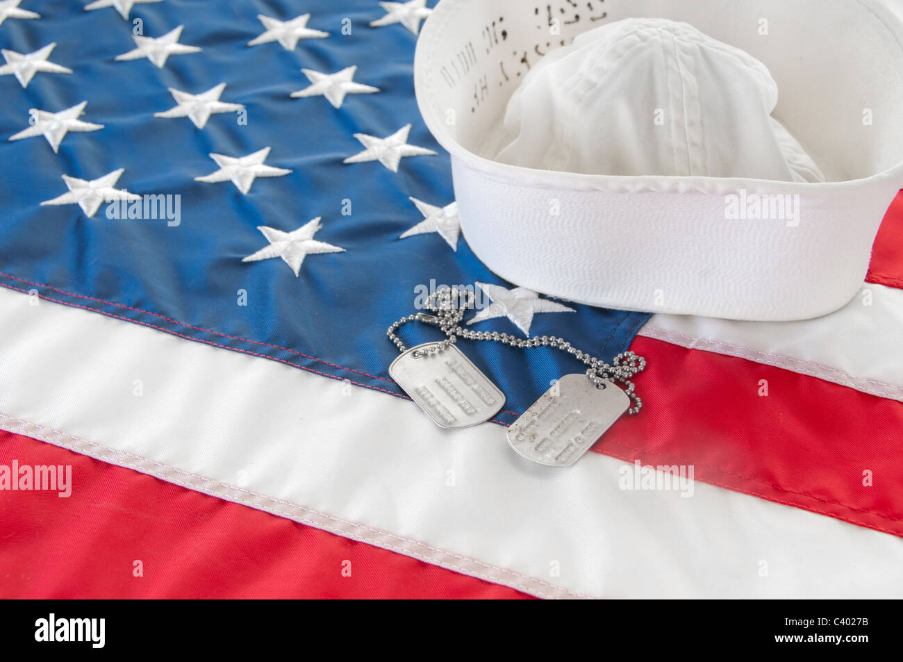 United States Navy hat et dog tags Banque D'Images