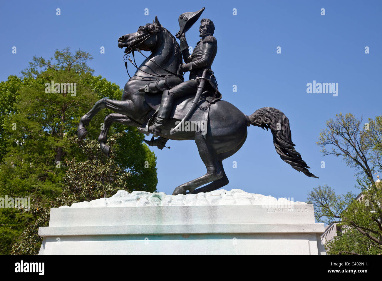 Statue d'Andrew Jackson à Lafayette Park, Washington DC Banque D'Images Statue d'Andrew Jackson à Lafayette Park, Washington DC Banque D'Images
