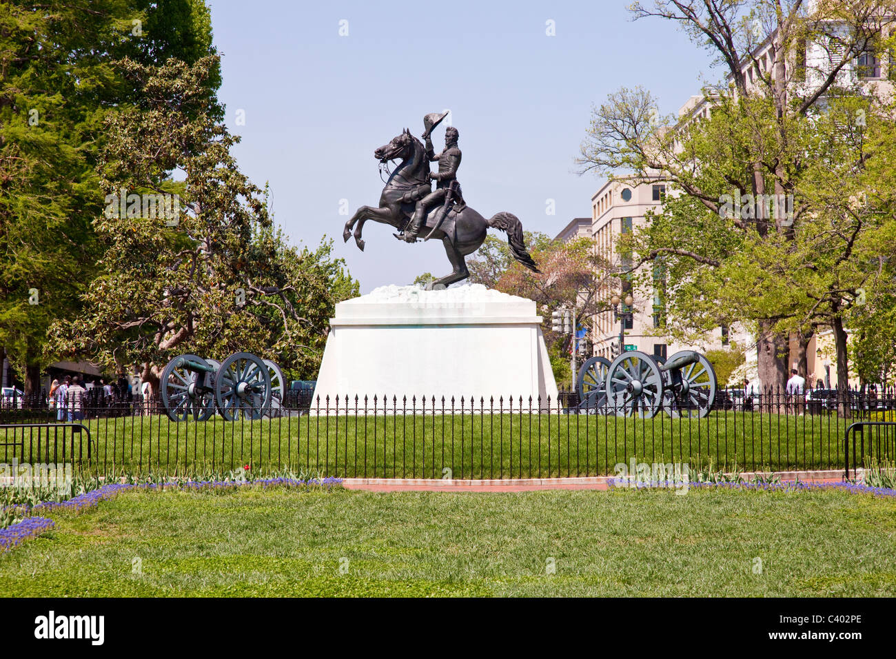 Statue d'Andrew Jackson à Lafayette Park, Washington DC Banque D'Images Statue d'Andrew Jackson à Lafayette Park, Washington DC Banque D'Images