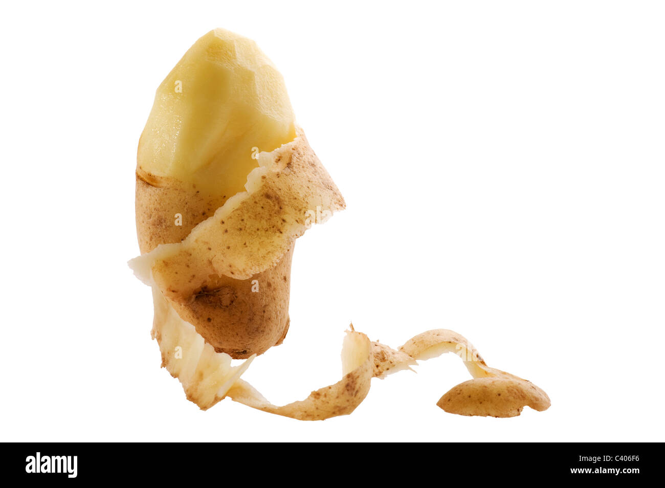 Objet sur blanc - pommes de terre pelées alimentaire close up Banque D'Images